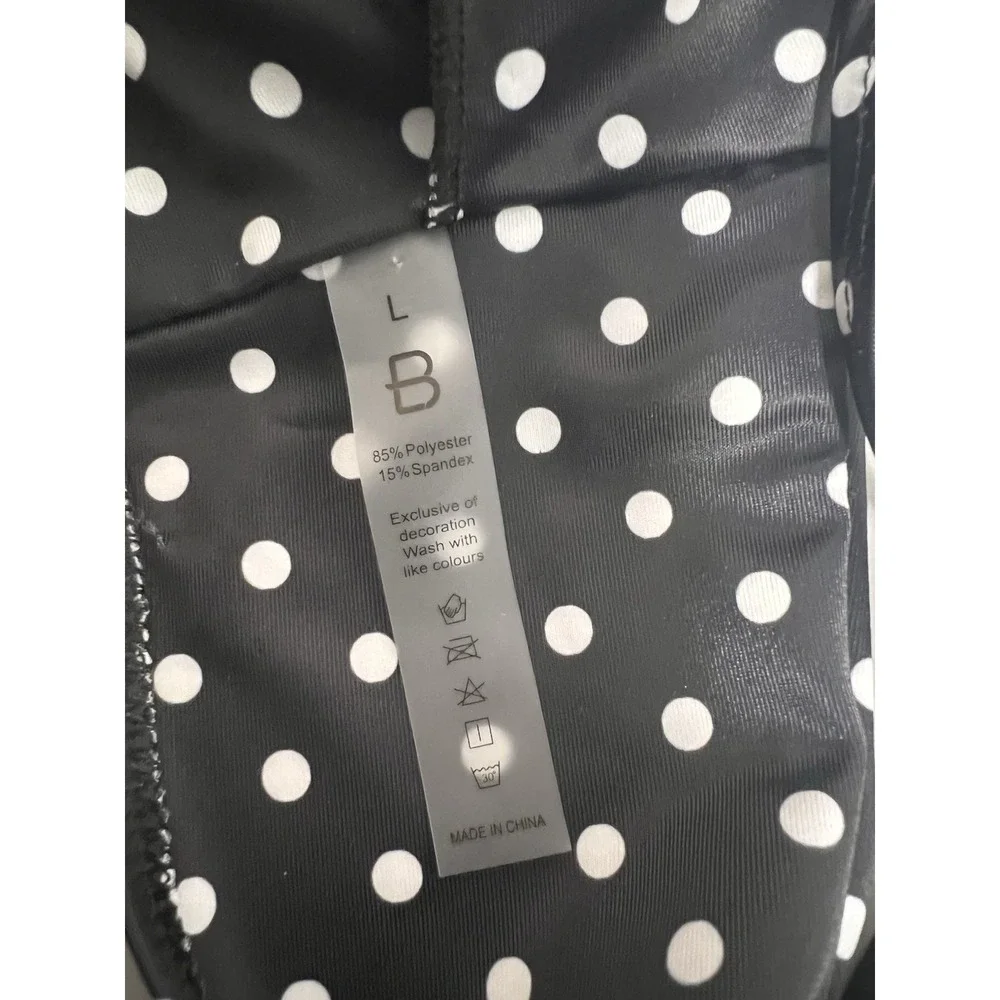 Bloom Size Large Black White Polkadot Adjustable Padded Chic Tankini Top - Picture 6 of 8